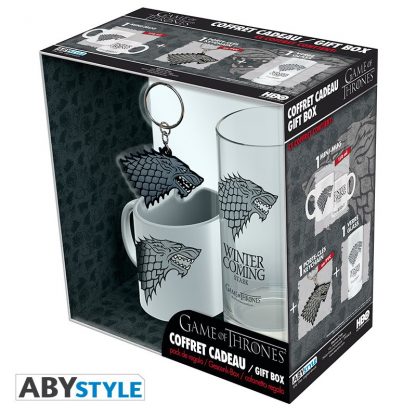 GAME OF THRONES- Coffret cadeau Stark Mini Mug + Porte Clés + Verre