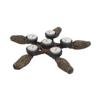 Porte-Bougie en Forme de Balai en résine avec Pentagramme – Image 2
