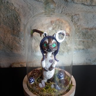 Création sculpture créature Fantasy sous cloche en verre / forêt enchantée