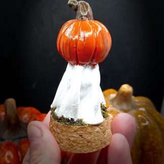 Fiole en verre avec fantôme et citrouille Jack O'lantern / Déco Halloween