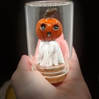 Fiole en verre avec fantôme et citrouille Jack O'lantern / Déco Halloween