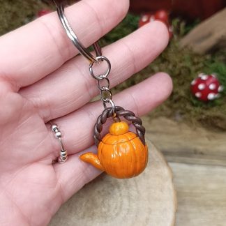 Porte clé théière miniature en forme de citrouille version 3