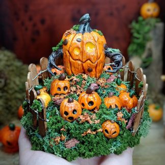 Diorama Jack-o'-Lantern Halloween — Décoration Artisanale Citrouille Fait Main