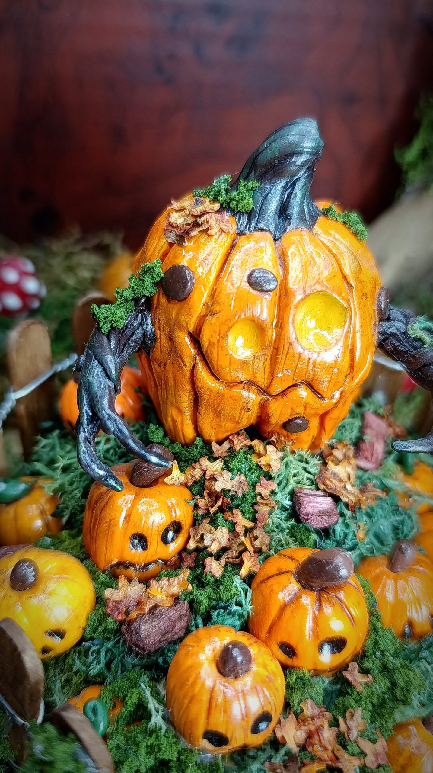 Diorama Jack-o'-Lantern Halloween — Décoration Artisanale Citrouille Fait Main – Image 6