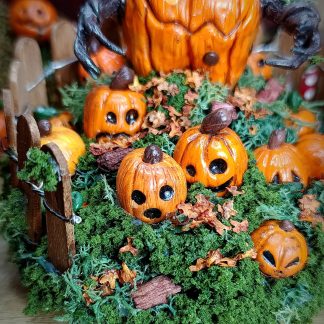 Diorama Jack-o'-Lantern Halloween — Décoration Artisanale Citrouille Fait Main