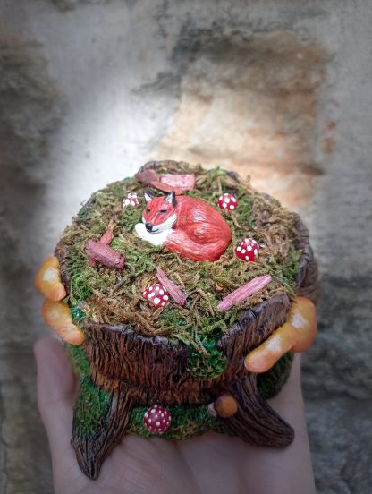 Boite en bois avec sculpture renard - Création par Fantasy Corner – Image 2