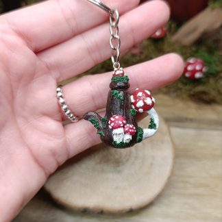 Porte clé théière champignons