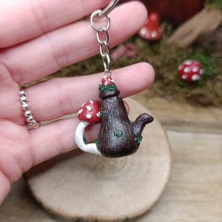 Porte clé théière champignons