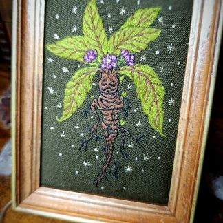 Broderie “Mandragore enchantée” – pièce unique encadrée