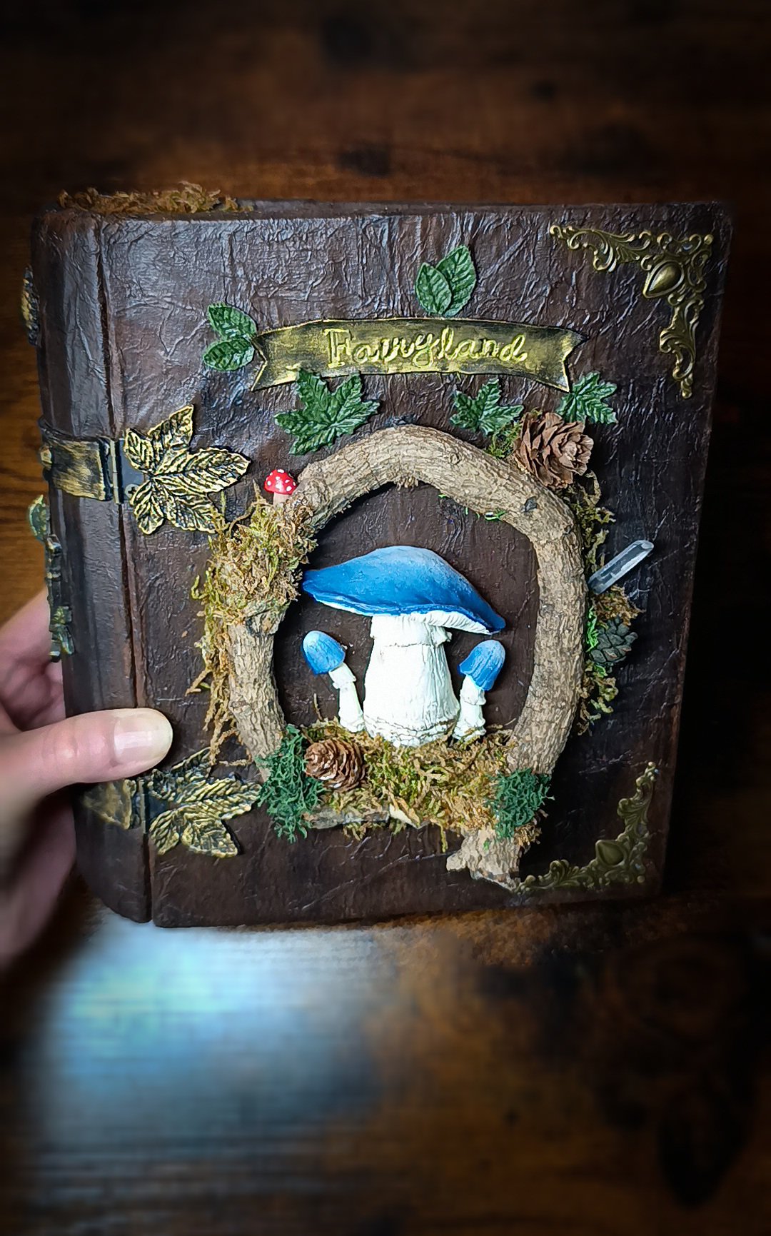 Boîte livre champignons forêt enchantée fait main