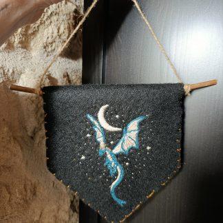 Fanion mural en feutrine Dragon bleu Céleste