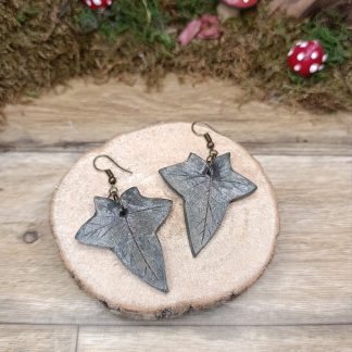 Boucles d'oreilles feuilles de lierre - fait main