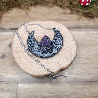 Collier lune Améthyste - fait main