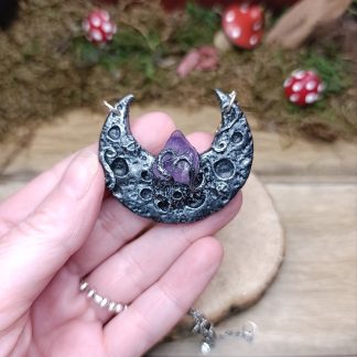 Collier lune Améthyste - fait main