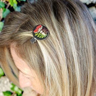 Pince cheveux broderie champignon