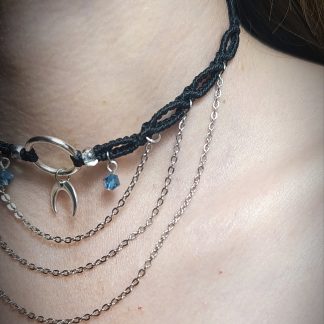 Choker micro macramé noir – Luna Noctis