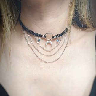 Choker micro macramé noir – Luna Noctis