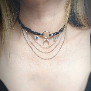 Choker micro macramé noir – Luna Noctis