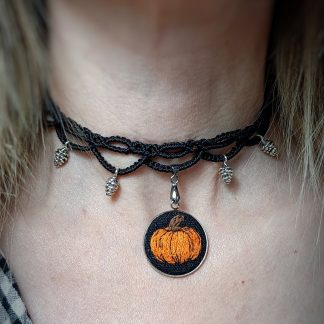 Choker "Les Trésors de l'Automne" - micro macramé et broderie